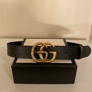 GG Gucci black leather  brass